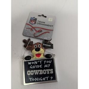Dallas Cowboys Won't you Guide My "Cowboys" Tonight Reindeer Ornament - New 4 In